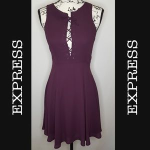 Express | Dark Purple Silk Flare Dress | Size 0
